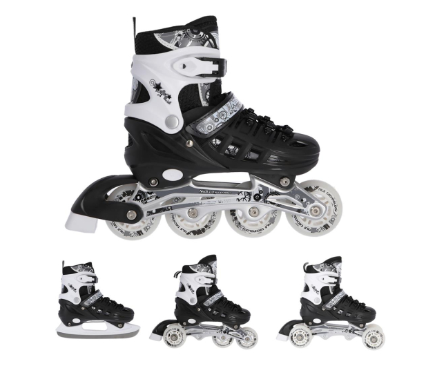 Nils Extreme Łyżworolki 4w1 NH10905 rozm. L (39-42) Czarno-białe - 1121292 - zdjęcie